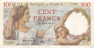 Banknote France 100 Francs Sully - 24-10-1940 Serial T.15431 - VF