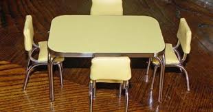 Signed K J Miniature Metalworks Dollhouse Retro Chrome Vinyl Table Chairs 1 12 Table And Chairs Miniature Furniture Formica Table