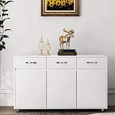 The shelf in the cabinet can be adjusted for different height of items. Buy Rasoo Buffet Cabinet Kitchen Cabinet Storage Sideboard Cabinet Cupboard Sideboard Buffet Kitchen Room White 3 Doors And 3 Drawers Online In Kazakhstan B086jgr6k5