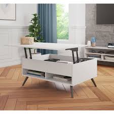 I kept lifting it and then placing it back down to make sure it lined up. Small Space Krom Rectangular Modern Coffee Table With Lift Top Storage White Best Buy Canada