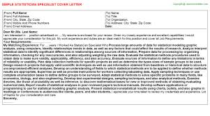 Statistician Specialist Cover Letter
