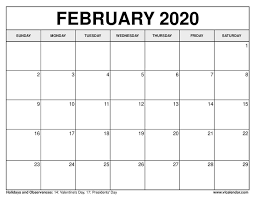 Free Printable Calendar For February 2020 United States In Pdf Jpg Format Calendar Printables December Calendar Calendar