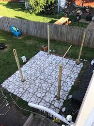 Flagstone and stone block patio. Diy Patio With Walkmaker Mold Hometalk