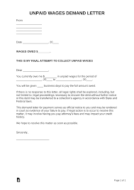 This page contains a sample character reference letter for court. Free Unpaid Wages Demand Letter Sample Pdf Word Eforms
