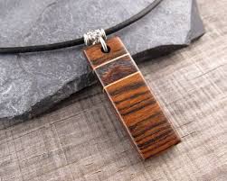 Mens Leather Necklace Bar Necklace For Men Wood Pendant On Mens Leather Necklace Leather Necklace Wood Jewelery