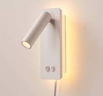 LED Wall Lamp Bedside Reading Light Plug-in 3W Headboard Wall Sconce  Adjustable Wall Light with On-Off Switch Background Light 3000K(White)