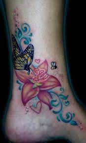 Ankle Butterfly Flower Tattoo Design Butterfly Tattoos For Women Butterfly With Flowers Tattoo Flower Tattoo Designs