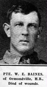 Rifleman Walter Ernest Baines New Zealand Rifle Brigade. Died Monday 20 May  1918