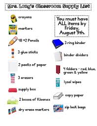 Supply List School Supplies List Classroom Supplies List Classroom Supplies