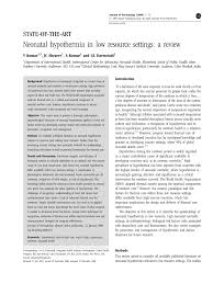 Pdf Neonatal Hypothermia In Low Resource Settings A Review