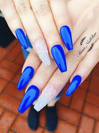 120 Best Coffin Nails Ideas That Suit Everyone Blue Acrylic Nails Blue Nail Designs Blue Glitter Nails