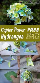 How To Make Hydrangea Paper Flower From Printer Paper So Simple Paper Flowers Paper Flowers Diy Paper Flower Template