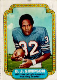 Simpson rookie card is one of the most recognizable vintage football cards in the hobby. 1974 Topps 1 O J Simpson Rb Uer Text On Back Says 100 Years Should Say 100 Yards Nm