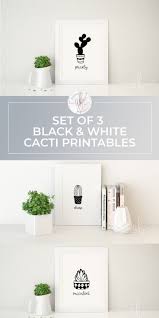 Bathroom Free Printable Wall Art Black And White Set Of 3 Black And White Cacti Printables By Amanda Kay Free Printable Wall Art Free Wall Art Black And White Wall Art