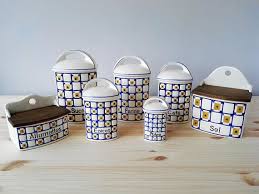 Black And White Checkered Canister Set Antique Set Of Czech Canisters Serie Caro Urbach Freres Cosy House Porcelain Container Canister Sets
