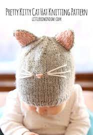 Are you a newer knitter and want to make your first beanie? Pretty Kitty Cat Hat Knitting Pattern Little Red Window