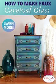 You Need To Try This Easy And Beautiful Faux Carnival Glass Technique Dixie Belle Paint Blue Painted Furniture Carnival Glass