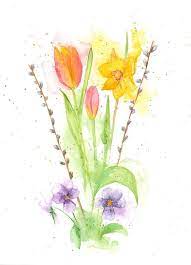 Ausmalbilder zum ausdrucken osterhasen ausmalbilder malvorlagen. Illustration Art Print Spring Spring Flower Bouquet Watercolour Easter Tulips Daffodils Violets Watercolour Art Print Wasserfarben Bilder Art And Illustration Kunstproduktion