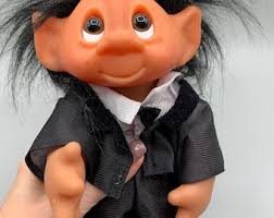 Thomas Dam Troll Boy in Costume Collectible Figure Figurine Denmark Vintage  1977 Black Hair Scandinavian Design Original Troll Danish