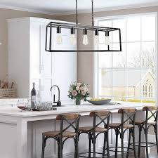 In coordinating your dining table and chandelier, it's important to choose complementary shapes to accent your room. Buy Black Farmhouse Kitchen Island Dining Room Chandelier Modern Rectangle Pendant Light Industrial Light Fixtures For Living Room Foyer Bar 5 Light Online In Turkey B08bl9szt8