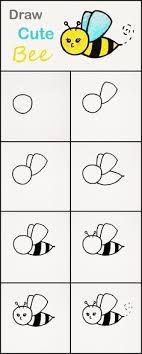 Learn How To Draw A Cute Bee Step By Step Very Simple Tutorial Bee Drawings Kawaii Tutorial Bee Drawing Easy Animal Drawings Cute Easy Drawings Paper and artistro marker pens.