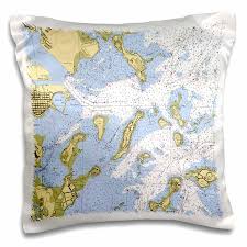 3drose Print Of Boston Harbor Nautical Chart Pillow Case 16 By 16 Inch
