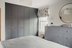 Contemporary Master Bedroom With Bespoke Fitted Wardrobes Painted Paris Rooftops Grey Remodel Bedroom Guest Bedroom Remodel Fitted Wardrobes Bedroom
