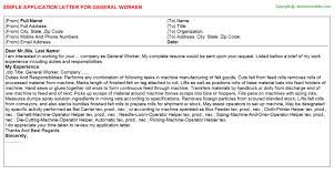 Tips for writing a cover letter. General Worker Application Letters