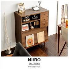 楽天市場 ラック 木製 北欧 おしゃれ シェルフ 収納家具 収納棚 ディスプレイラック シンプル モダン ウッドラック リビング キャビネット マルチラック niiro ニーロ ブラウン 棚 本棚 家具 ウッド 多目的ラック マガジンラック フラップ扉 大容量 オシャレ かわいい
