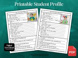 Printable Student Profile Sheet