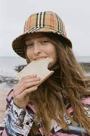 All At Sea Juliet Wears The Burberry Vintage Check Bucket Hat And Seaside Print Jacket A New Burberryphoto Bucket Hat Outfit Outfits With Hats Burberry Hat