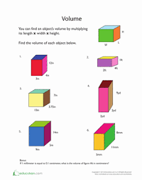 Multiplication, division, place value, rounding, fractions, decimals , factoring, geometry, measurement & word problems. Calculating Volume Worksheet Education Com
