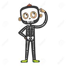 Most often it is the image of a human skeleton, but sometimes animal skeletons or partial skeletons. Vector Cartoon Boy In Skeleton Costume Scratching Head Funny Royalty Free Cliparts Vectors And Stock Illustration Image 110032293