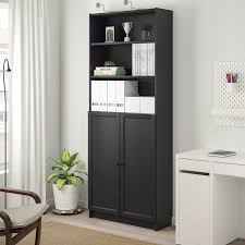 Billy Oxberg Bookcase With Doors Black Brown 31 1 2x11 3 4x79 1 2 Ikea Bookcase Ikea Billy Ikea
