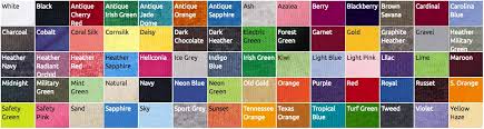 T Shirt Details Color Chart Glow In The Dark T Shirts By