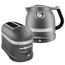 Kitchenaid almond cream kettle and toaster set. Kitchenaid Artisan Matt Imperial Grey 2 Slot Toaster And Kettle Set Ket2slotoastbmig Harts Of Stur