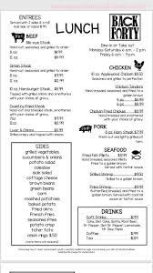 Online Menu Of Back Forty Restaurant Restaurant Siloam Springs Arkansas 72761 Zmenu