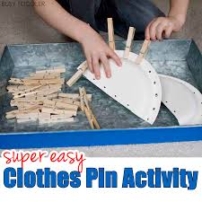 Toddlers and preschoolers are in the prime stage of learning colors, and this activity encourages visual discrimination by matching. Easy Clothes Pin Activity Busy Toddler