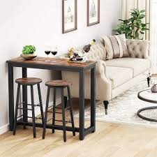 Pub table sets for small spaces. Breakfast Nook Rustic Brown Small Space Counter Height Breakfast Bar Table With Stools Kitchen Bar Table For Dining Room Tribesigns 3 Piece Pub Table Set Living Room Table Chair Sets Kitchen