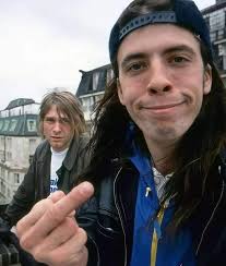 NIRVANA's Kurt Cobain and Dave Grohl in London, England, November 7th,  1991. Photo by Mark Webb