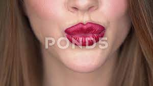 woman with red lips kissing. Lipstick. c... | Stock Video | Pond5