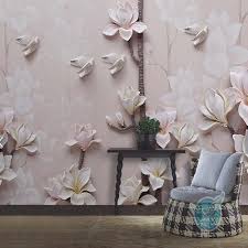 18 32us Embossed Yulan Magnolia Flower Photo Mural Wallpapers Living Room Walls Art Decor Papel De Parede Textured 3d Wallpaper Walls 3d Wallpaper Walls Phot Wall Art Decor Living Room Mural Wallpaper 3d