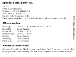 Die bank hat über 80 filialen und immobilienfinanzcenter. á… Offnungszeiten Sparda Bank Berlin Eg Tie 22 In Aschersleben