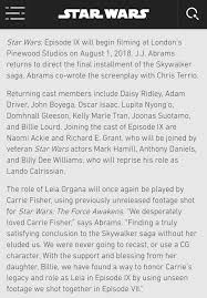 Carrie S Going To Be In Episode 9 Star Wars Movie Star Wars Universe Star Wars
