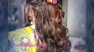 Simple hairstyle for lehenga with puff and loose tresses Hairstyles With Open Hair Hairstyles For Bride S Reception Youtube