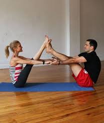 Nothing Says Happy Valentine S Day More Than Stretching Breathing Massaging And Moving Your Body With Y Couples Yoga Poses Partner Yoga Poses Couples Yoga