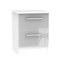This set of product results features items including: Buxton 2 Drawer Bedroom Bedside Cabinet Grey Gloss White Buy Online At Qd Stores