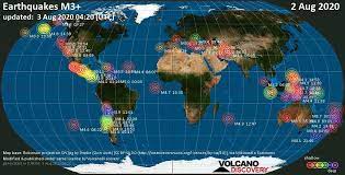 On the 31st week of 2020 (using iso standard week number calculation). Erdbebenbericht Weltweit Fur Sonntag 2 August 2020 Volcanodiscovery