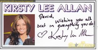 Kirsty-Lee Allan autograph collection entry at StarTiger