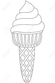 Dessine un adorable chat en cornet de crème glacée couleur. Noir Et Blanc Cornet De Creme Glacee Icone De L 39 Etiquette De La Ligne Coloriage Page Livre Pour Les Adultes Et Les Arbres Clip Art Libres De